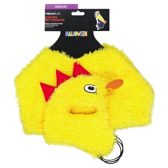 Vibrant Life Halloween Chicken Costume for Dogs, Yellow and Red, M