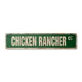 thumbnail image 1 of CHICKEN RANCHER Vintage Aluminum Street Sign farm farmer breeder ducks cows rustic metal tin | Indoor/Outdoor |  24" Wide, 1 of 4