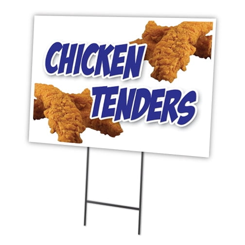 CHICKEN TENDERS 18"x24" Yard Sign & Stake Advertise Your Business Stake Included Image On