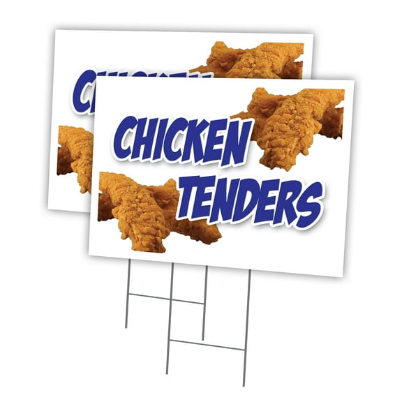 CHICKEN TENDERS 2 Pack Of 12" x 16" Yard Sign & Stake | Advertise Your Business | Stake Included Image On Front Only | Made in The USA