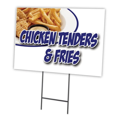 CHICKEN TENDERS & FRIES 12"x16" Yard Sign & Stake | Advertise Your Business | Stake Included Image On Front Only | Made in The USA