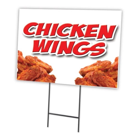 CHICKEN WINGS 12"x16" Yard Sign & Stake | Advertise Your Business | Stake Included Image On Front Only | Made in The USA