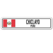 CHICLAYO PERU Street Sign Peruvian flag city country road wall gift