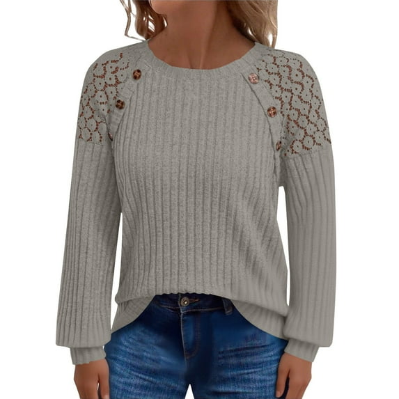CHICLOOM Long Sleeve Shirts for Women Under $10 Regular-Fit Crewneck Women's Clothing L