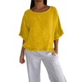 thumbnail image 1 of CHICLOOM Summer Tops for Women Medium Sleeve Round Neck Ruffled Hem Mid Women Blouses, 1 of 4