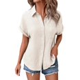 thumbnail image 1 of CHICLOOM Summer Tops for Women Short Sleeve Casual Batwing Pocket Patched Casual Work T Shirts Women Blouses, 1 of 7