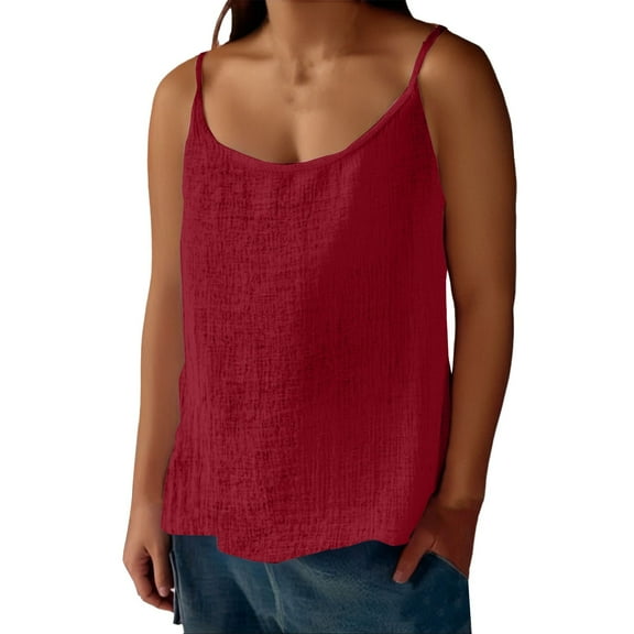 CHICLOOM Under $6 Women's Camisole Sleeveless Spaghetti Strap Loose Fit Summer 2025 Casual Shirts Tank Top for Women Plus Size L