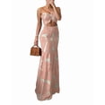 thumbnail image 1 of ChicMe Summer Dresses for Women Floral Printed Strapless Ruched Ruffle Hem Bodycon Party Vacation Dress Pink-M, 1 of 8