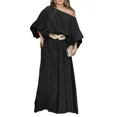 thumbnail image 1 of CHICME Womens Outfit Sets Skew Neck Lantern Sleeve Loose Tops and Zipper Fly Wide Leg Pants Two Piece Sets for Women Black-XL, 1 of 9