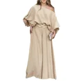thumbnail image 1 of CHICME Womens Outfit Sets Skew Neck Lantern Sleeve Loose Tops and Zipper Fly Wide Leg Pants Two Piece Sets for Women Beige-S, 1 of 9