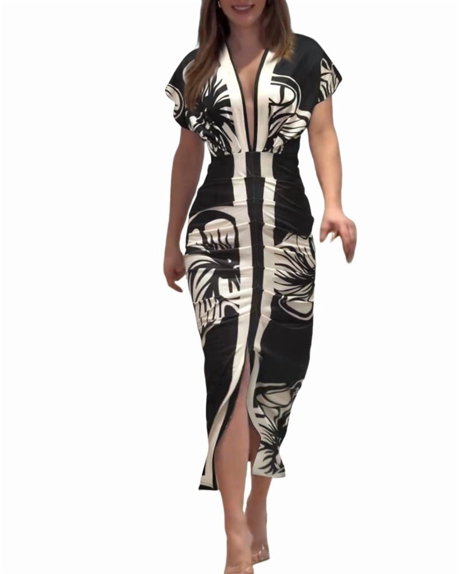 chic me casual dresses Elastane Floral Bodycon Dress Black L by chicme