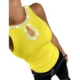 thumbnail image 1 of CHICME Tank Tops for Women Rhinestone Solid Color Keyhole Collar Sleeveless Sequin Knit Ribbed Slim Basic Top Yellow-M, 1 of 8