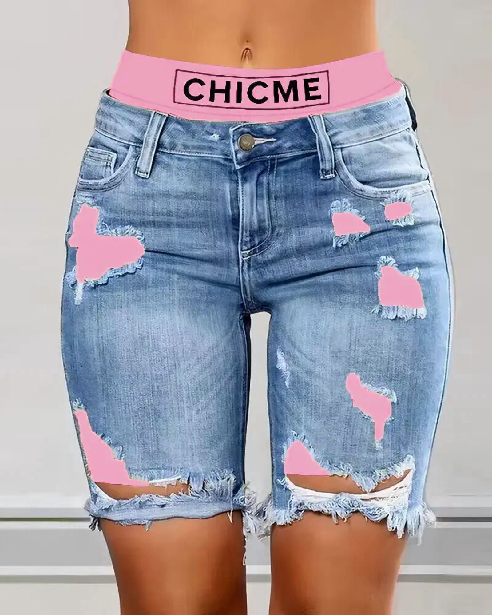 CHICME Womens 2-in-1 Colorblock Print Elastic Workout Yoga Shorts with ...