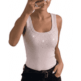 thumbnail image 1 of ChicMe Tank Tops For Women Rhinestone Solid Color Sleeveless Ribbed Fitted Camisole Summer Top Going Out Vest Pink-M, 1 of 9