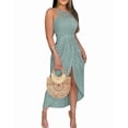 thumbnail image 1 of CHICME Womens Dresses Sleeveless Keyhole Back Hollow Out A Line with Eyelet Embroidery & Side Slit Casual Dresses Green-M, 1 of 9
