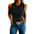thumbnail image 1 of CHICME Rhinestone Tank Tops For Women Solid Color Ribbed Crew Neck Sleeveless Basic Vest Slim Fit Party Y2K Womens Sparkly Top Black-S, 1 of 8