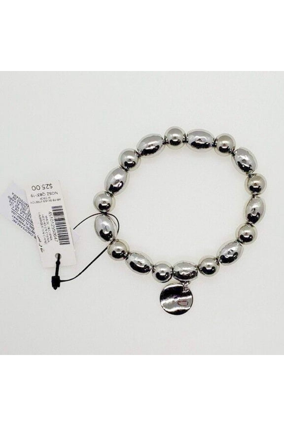 CHICO'S SHINE SILVER-TONE MEDALLION STRETCH BRACELET
