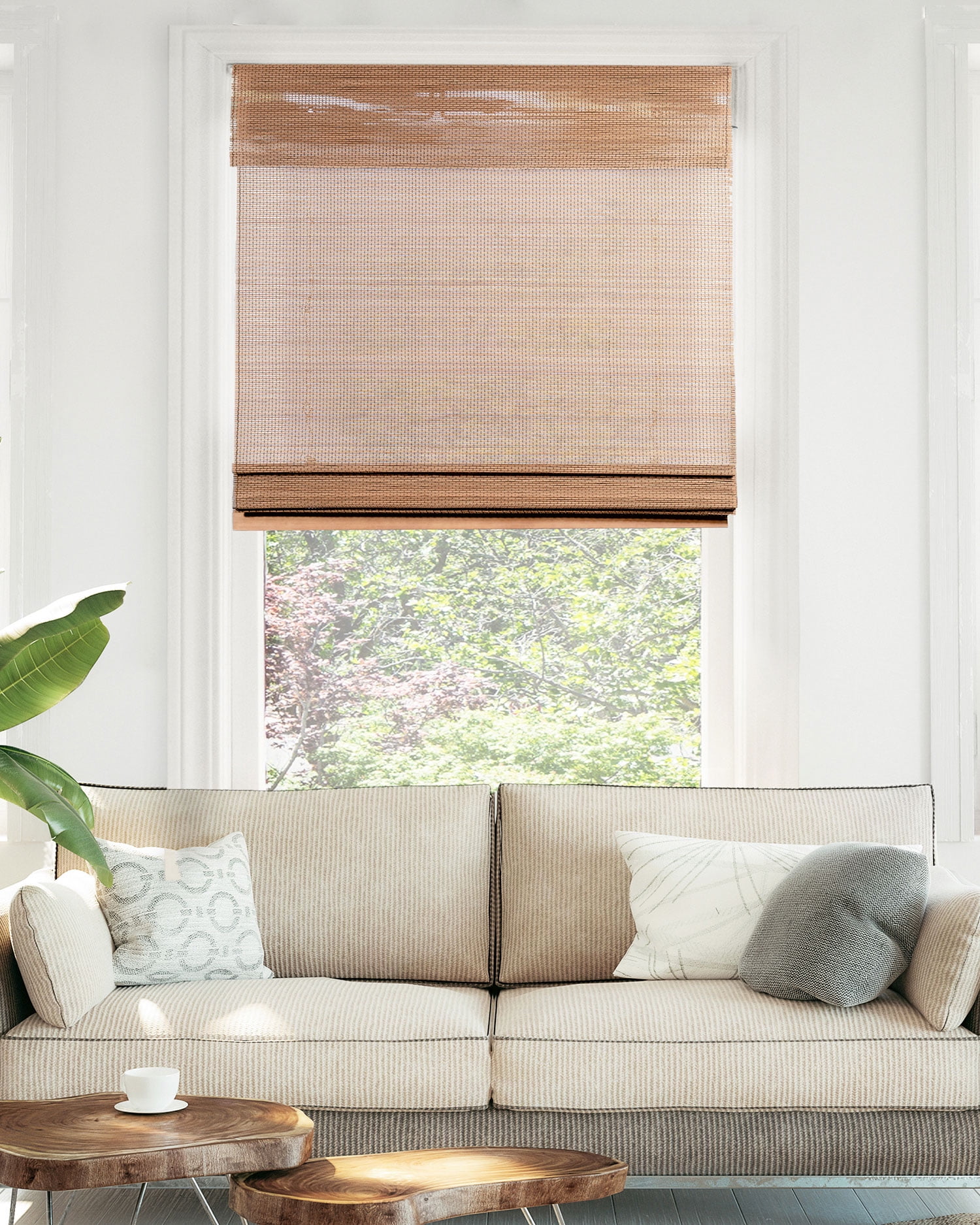 Chicology 39"W x 64"H Acorn Cordless Bamboo Shades, Natural Woven Wood, Light Filtering, Safe for Kids & Pets