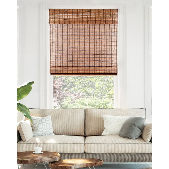 Chicology 29"W x 64"H Beaver Cordless Bamboo Shades, Natural Woven Wood, Light Filtering, Safe for Kids & Pets