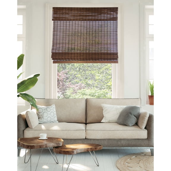 CHICOLOGY Cordless Bamboo Roman Shade, Buffalo (Room Darkening) 36"W X 64"H