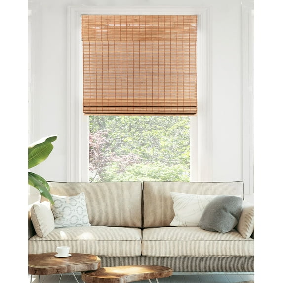 Chicology 47"W x 48"H Squirrel Cordless Bamboo Roman Shades, Natural Woven Wood, Light Filtering, Safe for Kids & Pets