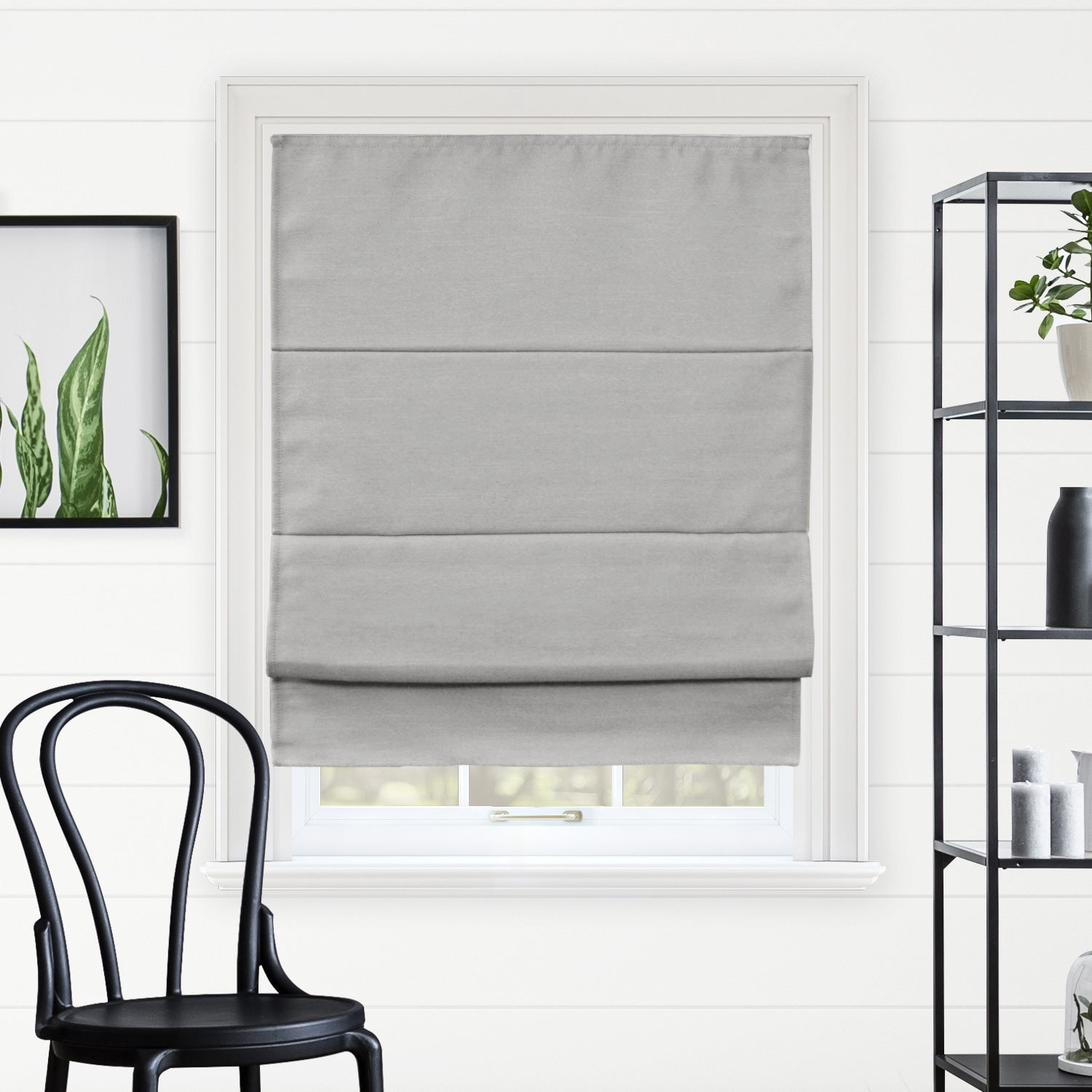 Pearl Gray Blackout Cordless Roman Window Shade 27"x64"