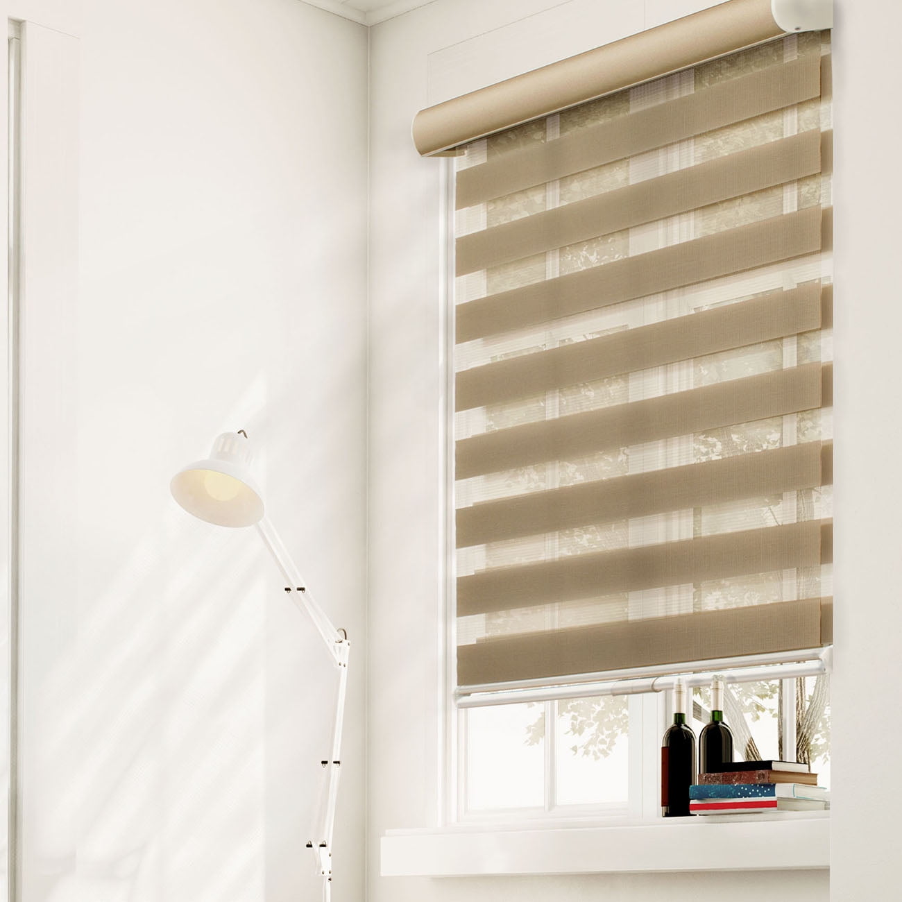 CHICOLOGY Dual Layer & Privacy Free-Stop Cordless Zebra Roller Shades 