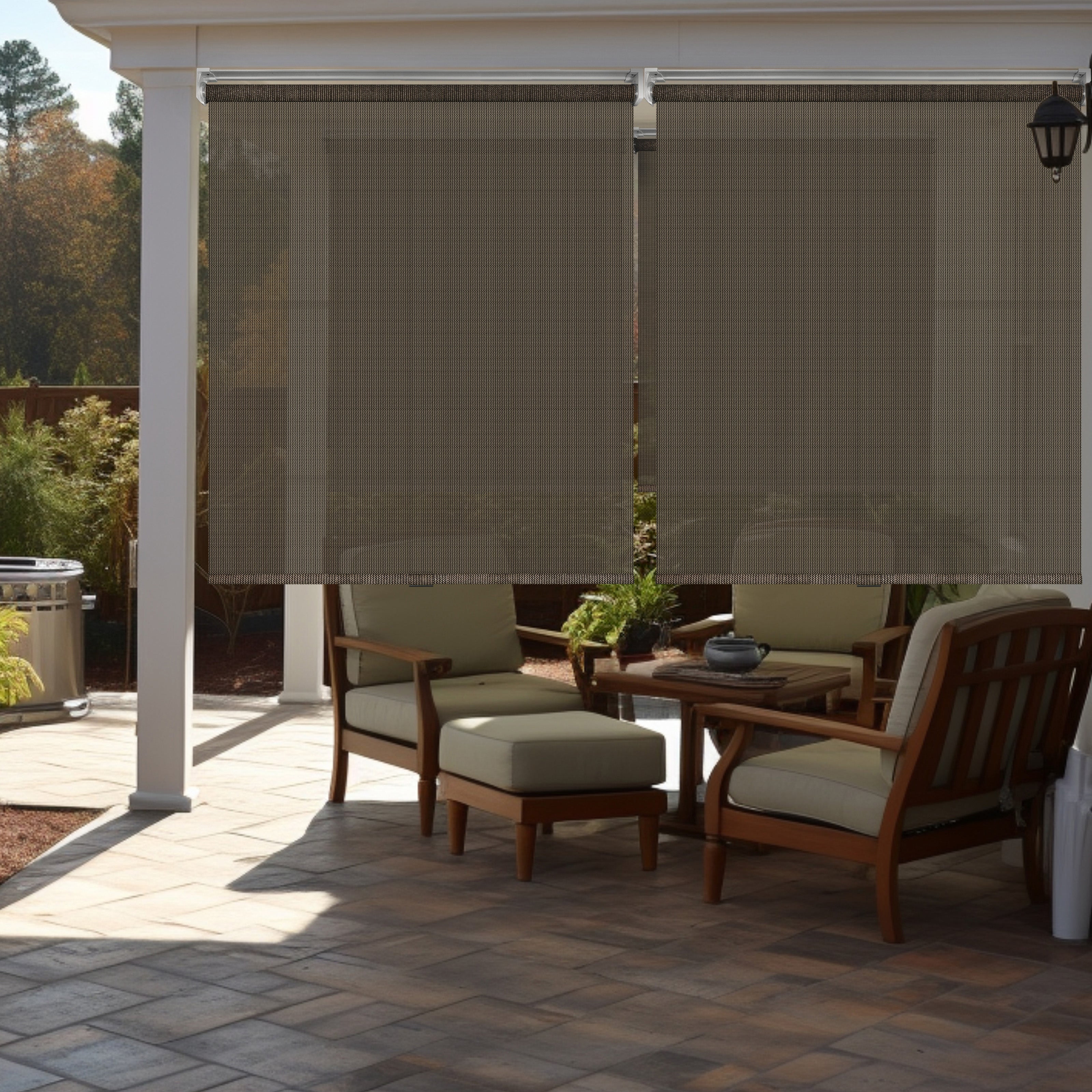 CHICOLOGY Exterior Blinds, Outdoor Blinds for Porch, Outdoor Patio Blinds, Sun Shades for Patio, Outdoor Shades for Patio Roll Up Waterproof, Chocolate - 85% UV Block, 36"W X 66"H