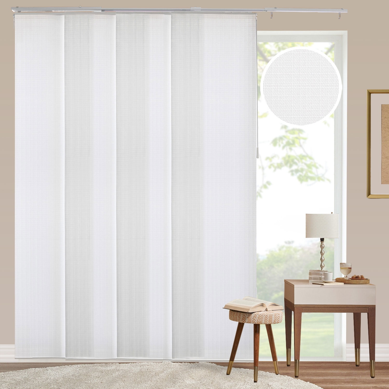 Ballroom White Light Filtering Fabric Panel Track Blind 86" x 96"