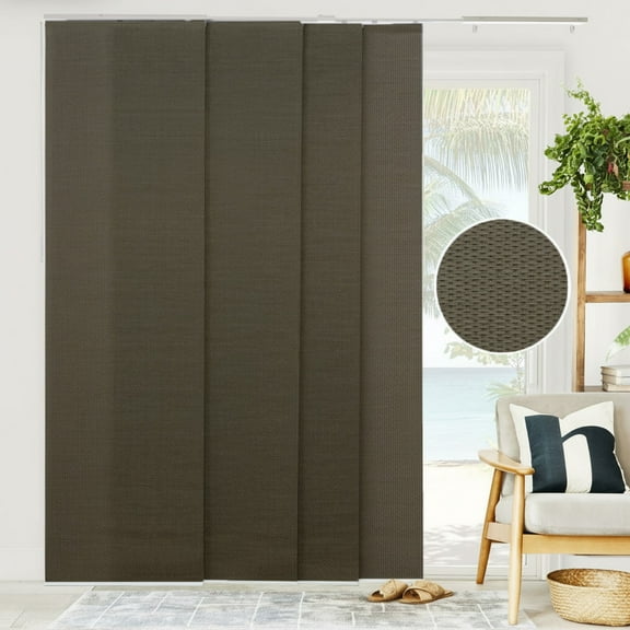 Chicology Adjustable Sliding Panel Blinds. Woven Oolong, 46"-86"W X 0"-96"H