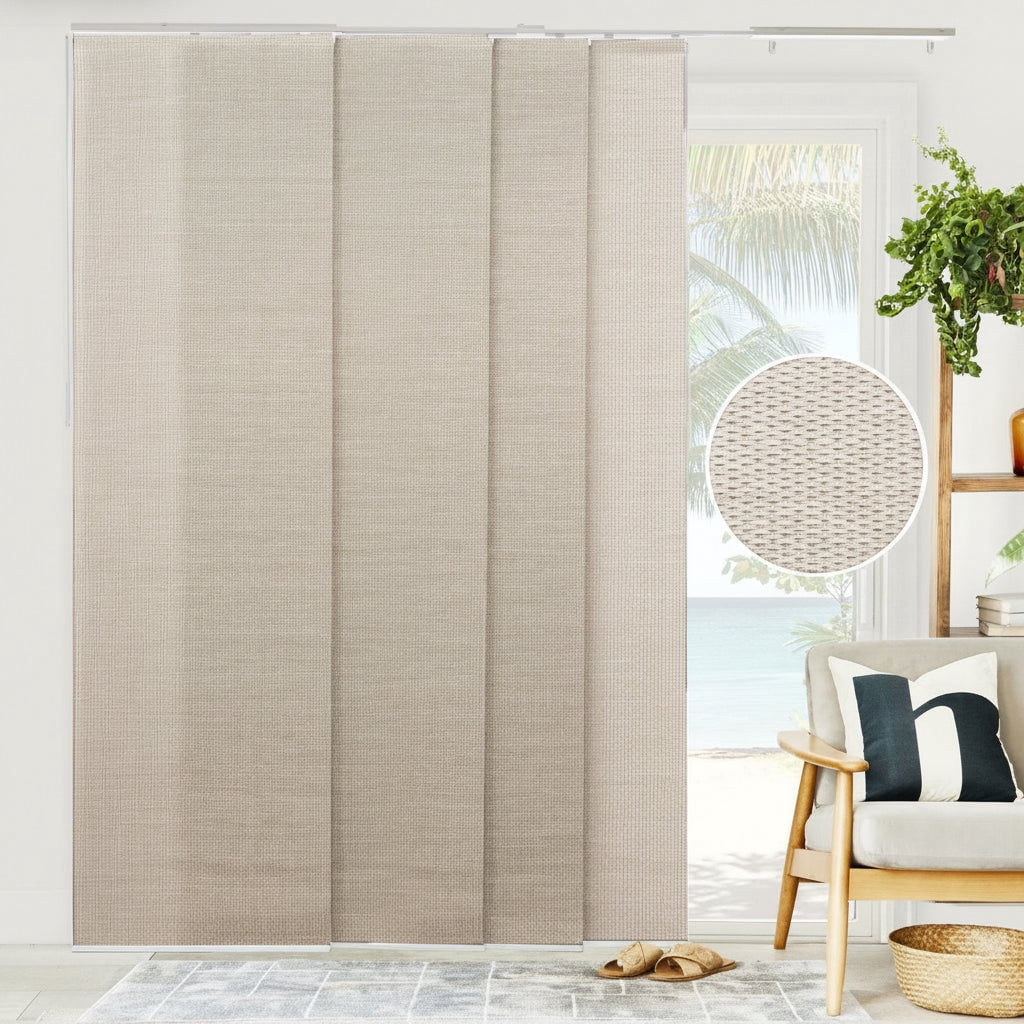 CHICOLOGY QUAD RAIL SLIDING PANEL Woven Truffle (Woven Sandshell) W:46-86 x H:Up-to 96 inches