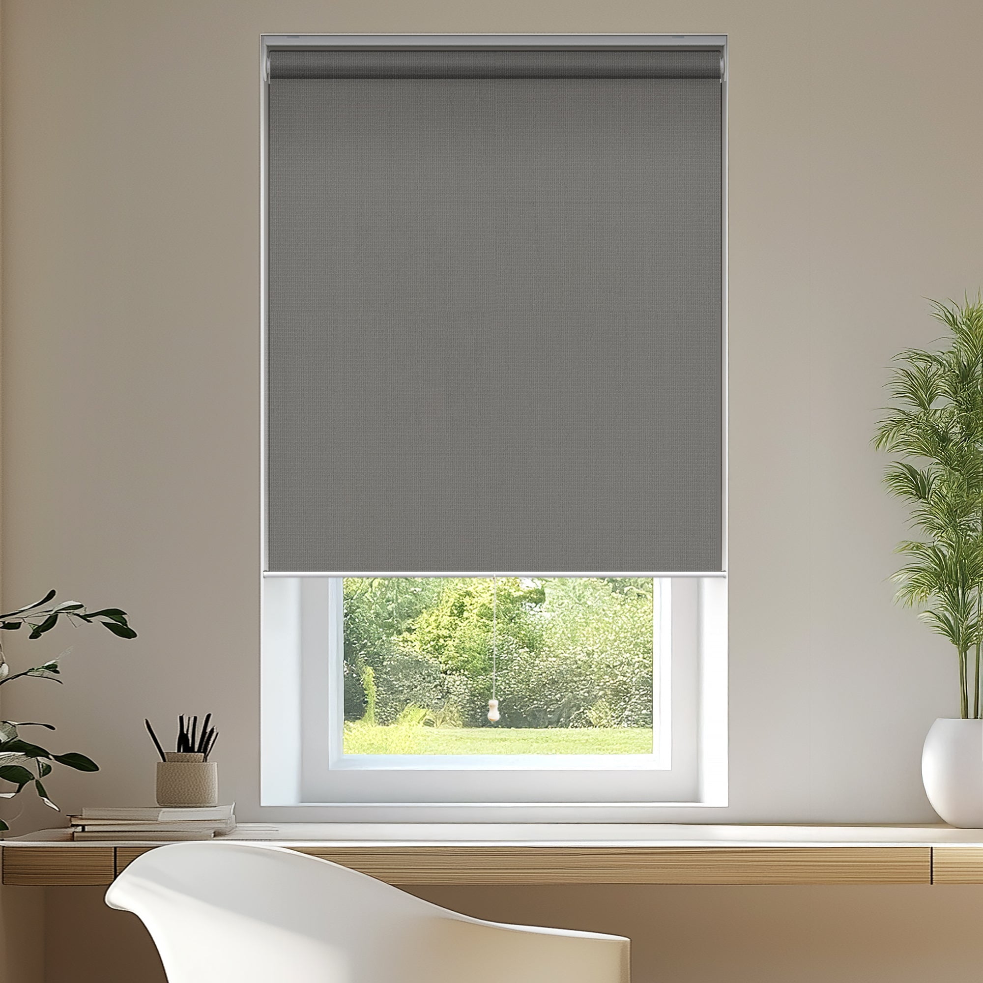Chicology Roller Shades | Cordless Room Darkening and Light Filtering Window Blinds |48"W X 72"H| Privacy Shades for Bedroom & Living Room | Easy Install | Gray