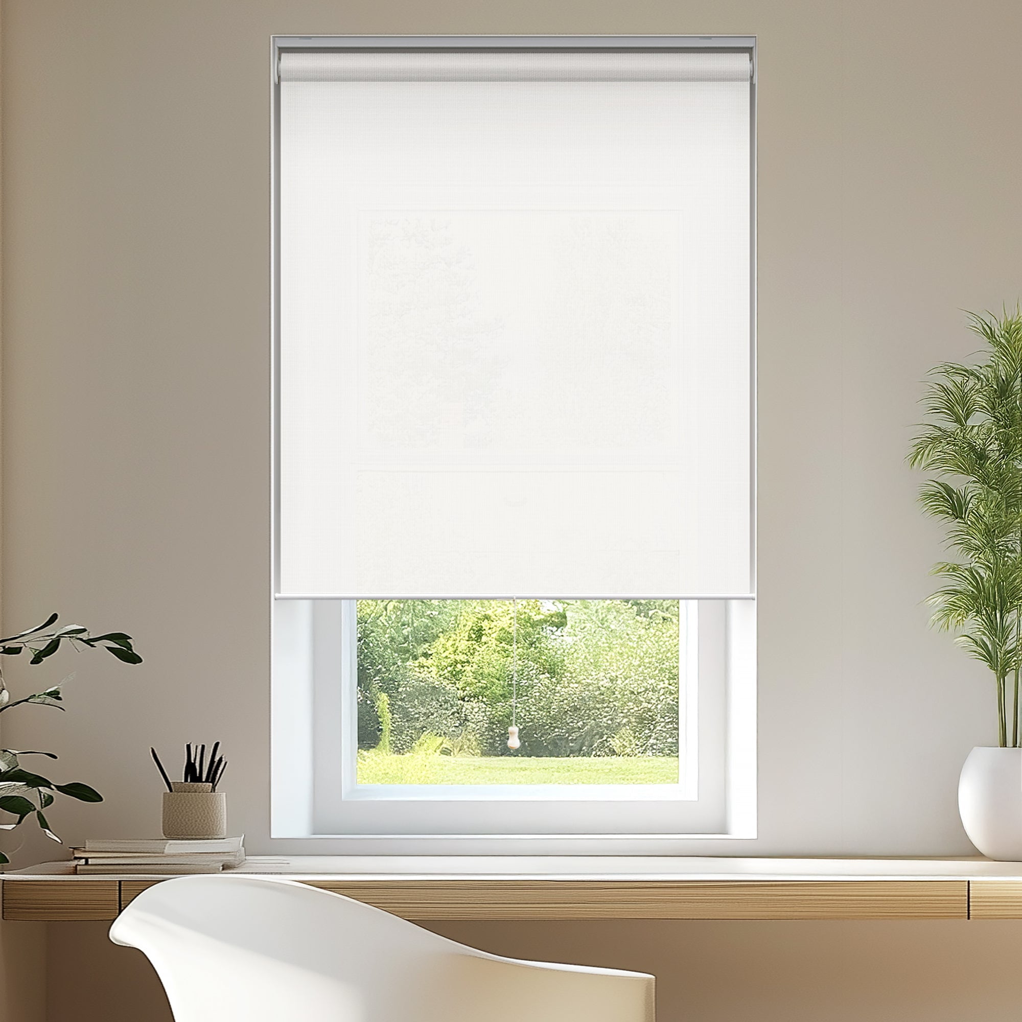 Chicology Roller Shades | Cordless Room Darkening and Light Filtering Window Blinds |50"W X 72"H| Privacy Shades for Bedroom & Living Room | Easy Install | Urban White