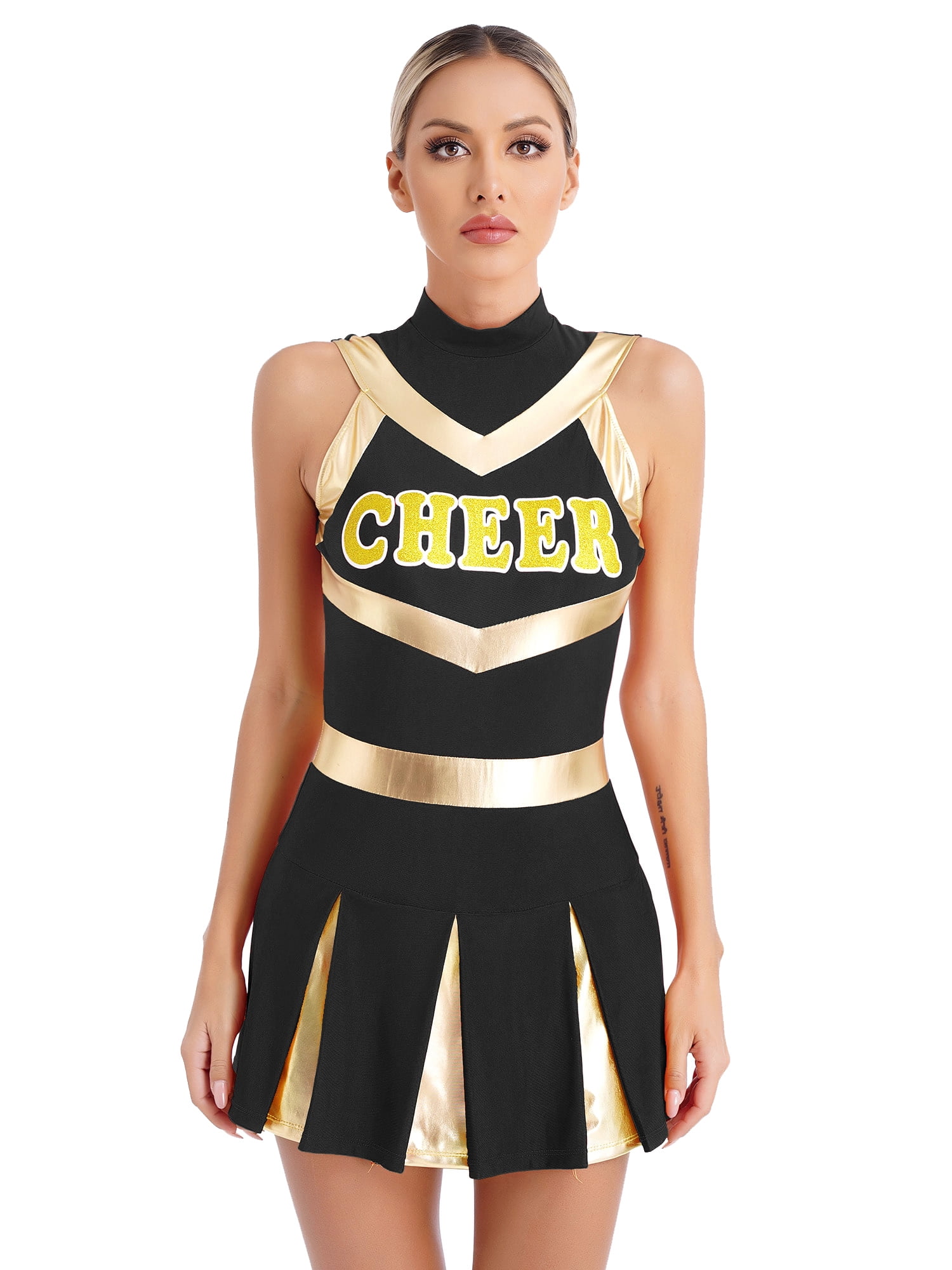 CHICTRY Adult Cheer Leader Uniform Sleeveless One Piece Dance Dress