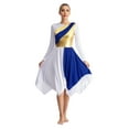 thumbnail image 1 of CHICTRY Adult Praise Dance Dress Long Sleeve Metallic Color Block Worship Dancewear Blue S, 1 of 7
