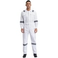 thumbnail image 1 of CHICTRY Adult Work Overalls Long Sleeve Reflective Strip Jumpsuits Mechanic Career Bodysuits White L/170, 1 of 7