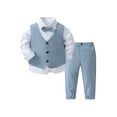 thumbnail image 1 of CHICTRY Baby Boys 4 Piece Formal Suit Gentlemen Outfit Bow Tie +Shirt +Tuxedo Vest +Pants Set Wedding Party Suit A Light Blue 18-24 Months, 1 of 7