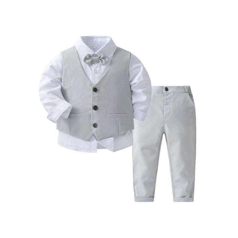 Boys Dress Pants Toddler Boy Dress Suit Set (Shirt Bowtie