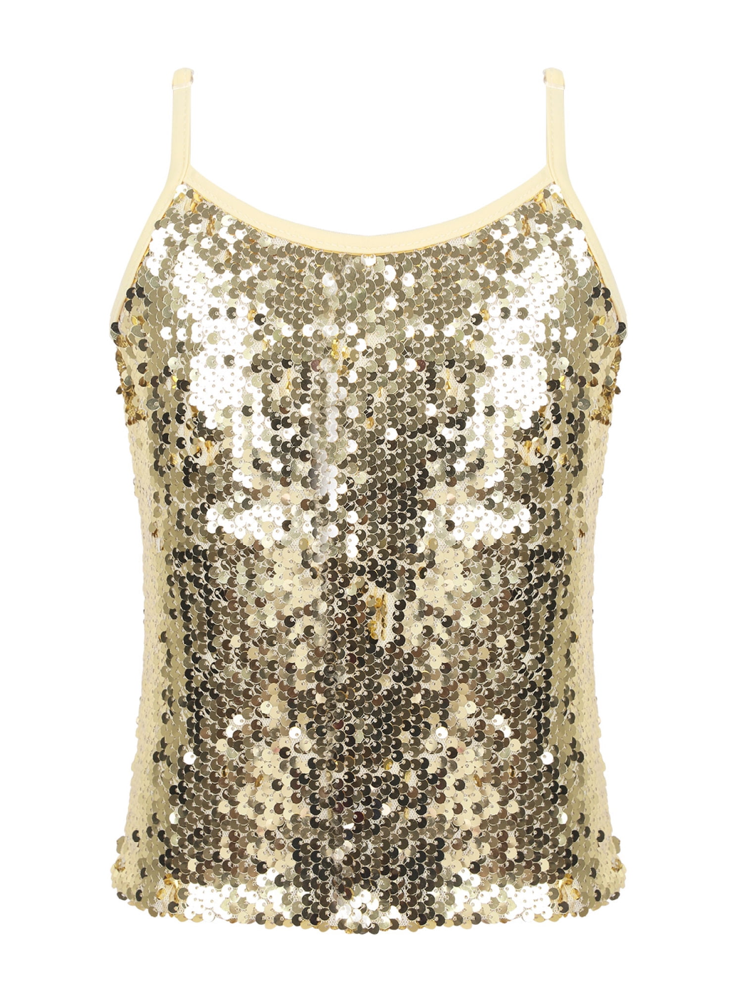 CHICTRY Big Girls Dance Top Sequins Dancing Performance Costume Gold 6