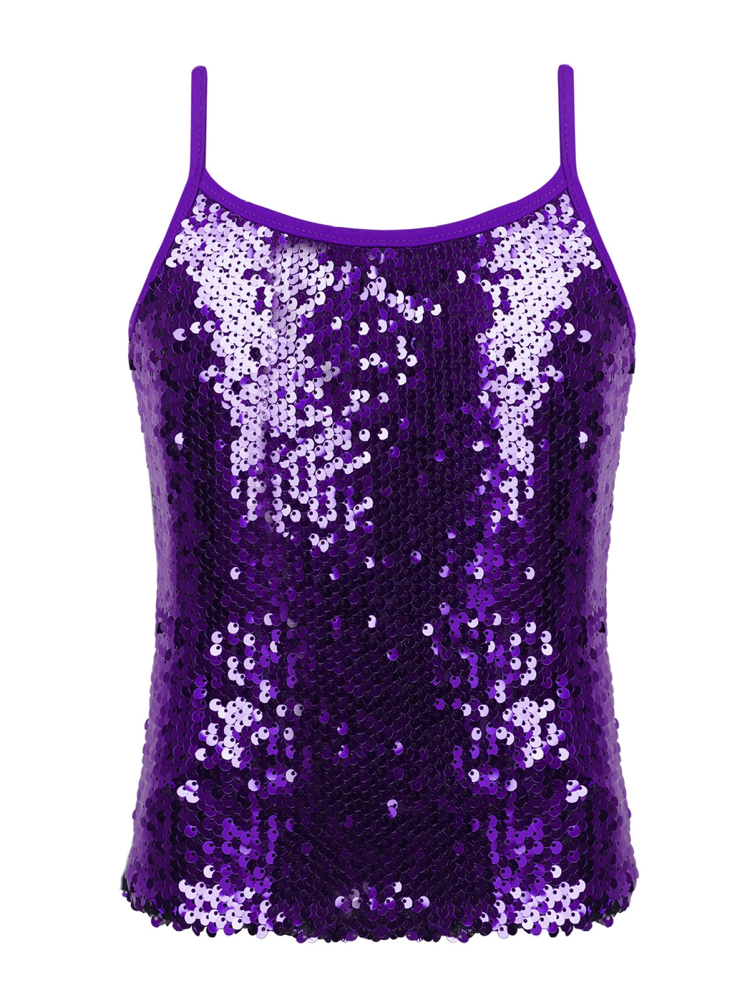 CHICTRY Big Girls Dance Top Sequins Dancing Performance Costume Purple