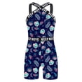 thumbnail image 1 of CHICTRY Big Girls Printed Halter Neck Straps One Piece Boyleg Swimsuits Athletic Rashguard Wetsuits Navy Blue Plants 12, 1 of 5