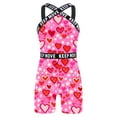 thumbnail image 1 of CHICTRY Big Girls Printed Halter Neck Straps One Piece Boyleg Swimsuits Athletic Rashguard Wetsuits Pink Hearts 8, 1 of 5