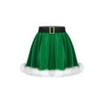 thumbnail image 1 of CHICTRY Big & Little Girls Santa Clause Costume Velvet Fur Trim Belted Skirt Xmas Dance Party Ruffled Skirt Green 16, 1 of 7