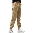 thumbnail image 1 of CHICTRY Boys Solid Color Cargo Pants Jogger Dungarees Sweatpants Khaki 8, 1 of 3