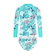thumbnail image 1 of CHICTRY Floral Rash Guard Sets for Girls Upf 50+ Long Sleeve Swim Shirts with Brief Beach Tankini Palm Leaves 14, 1 of 5