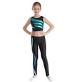 thumbnail image 1 of CHICTRY Girls 2 Piece Activewear Tank Crop Top with Leggings Dance Outfit Yoga Workout Gym Suit A Lake Green&Blue 6, 1 of 7