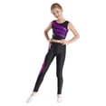 thumbnail image 1 of CHICTRY Girls 2 Piece Activewear Tank Crop Top with Leggings Dance Outfit Yoga Workout Gym Suit Purple&Rose 14, 1 of 7