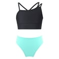 thumbnail image 1 of CHICTRY Girls 2-Piece Swimsuit Crop Top with Bikini Briefs Bathing Suit Beach Wear Black&Light Blue Green 6, 1 of 5