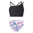 thumbnail image 1 of CHICTRY Girls 2-Piece Swimsuit Crop Top with Bikini Briefs Bathing Suit Beach Wear Black&White Flowers 6, 1 of 5