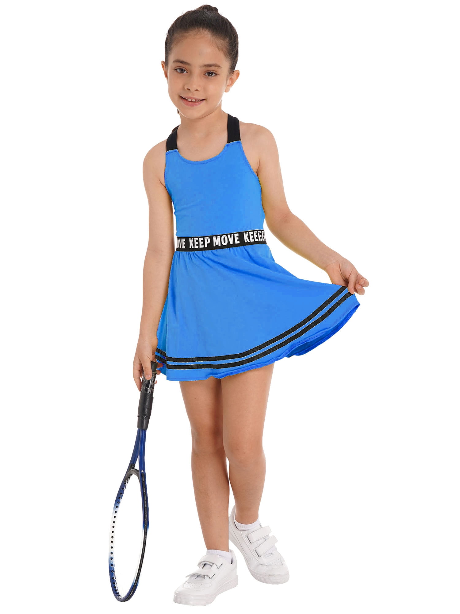 CHICTRY Girls 2Pcs Sports Suit Gym Tennis A-line Dress with Shorts Set  Activewear,Sizes 6-14 